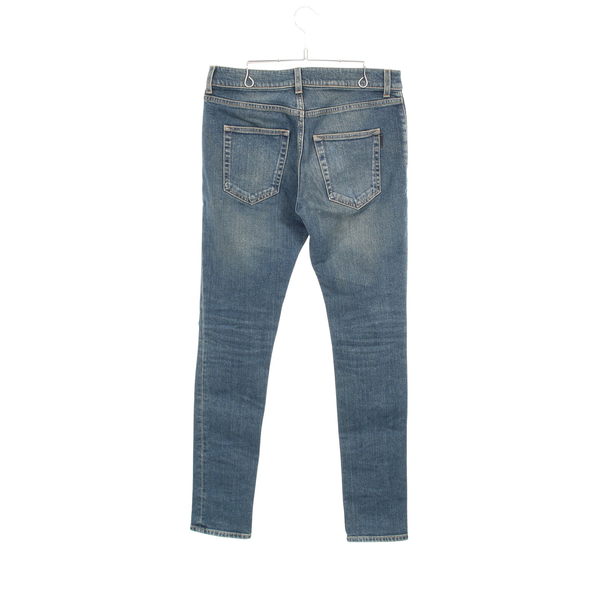 デニムパンツ コットン インディゴブルー ダメージ加工 サンローランパリ ボトムス SAINT LAURENT PARIS