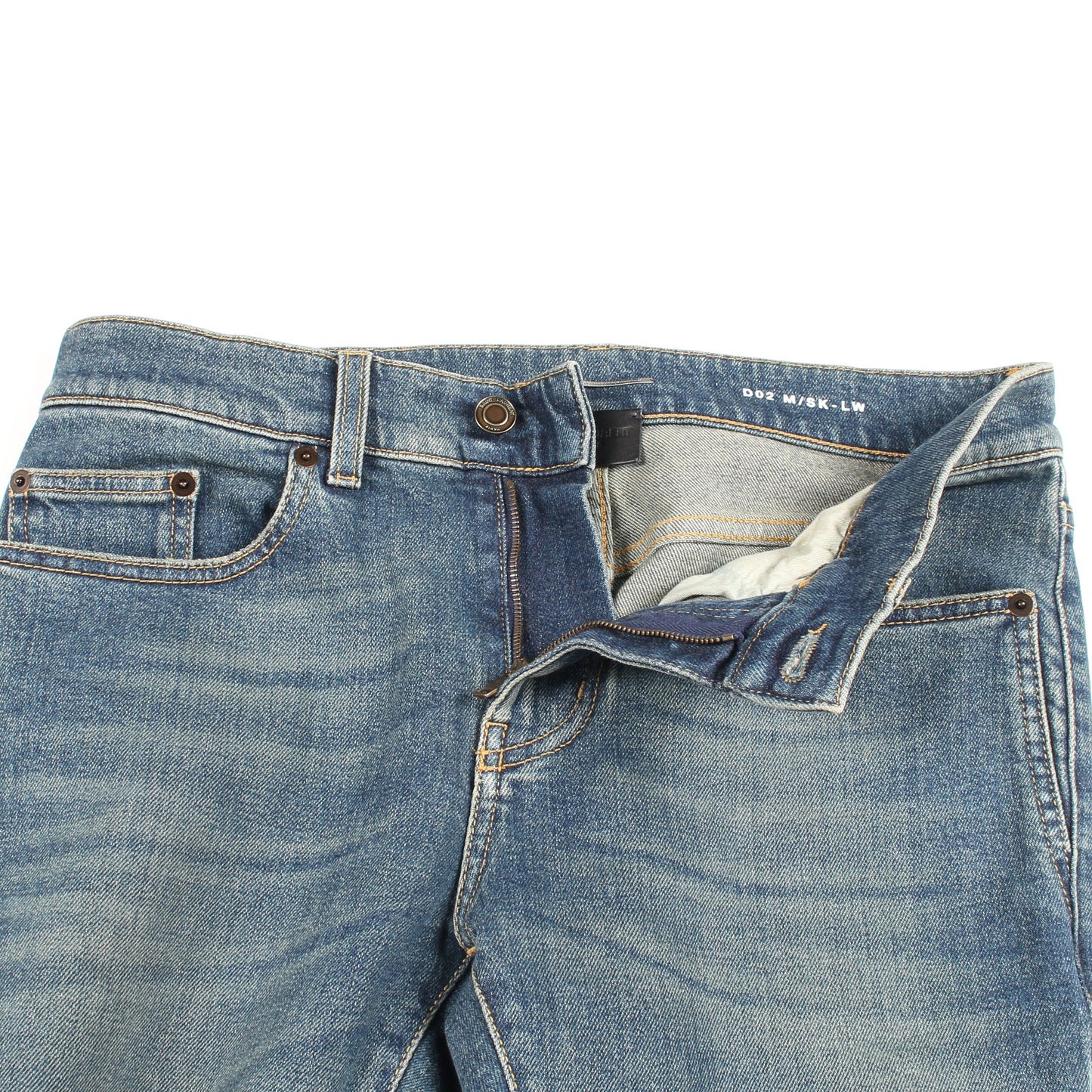 デニムパンツ コットン インディゴブルー ダメージ加工 サンローランパリ ボトムス SAINT LAURENT PARIS