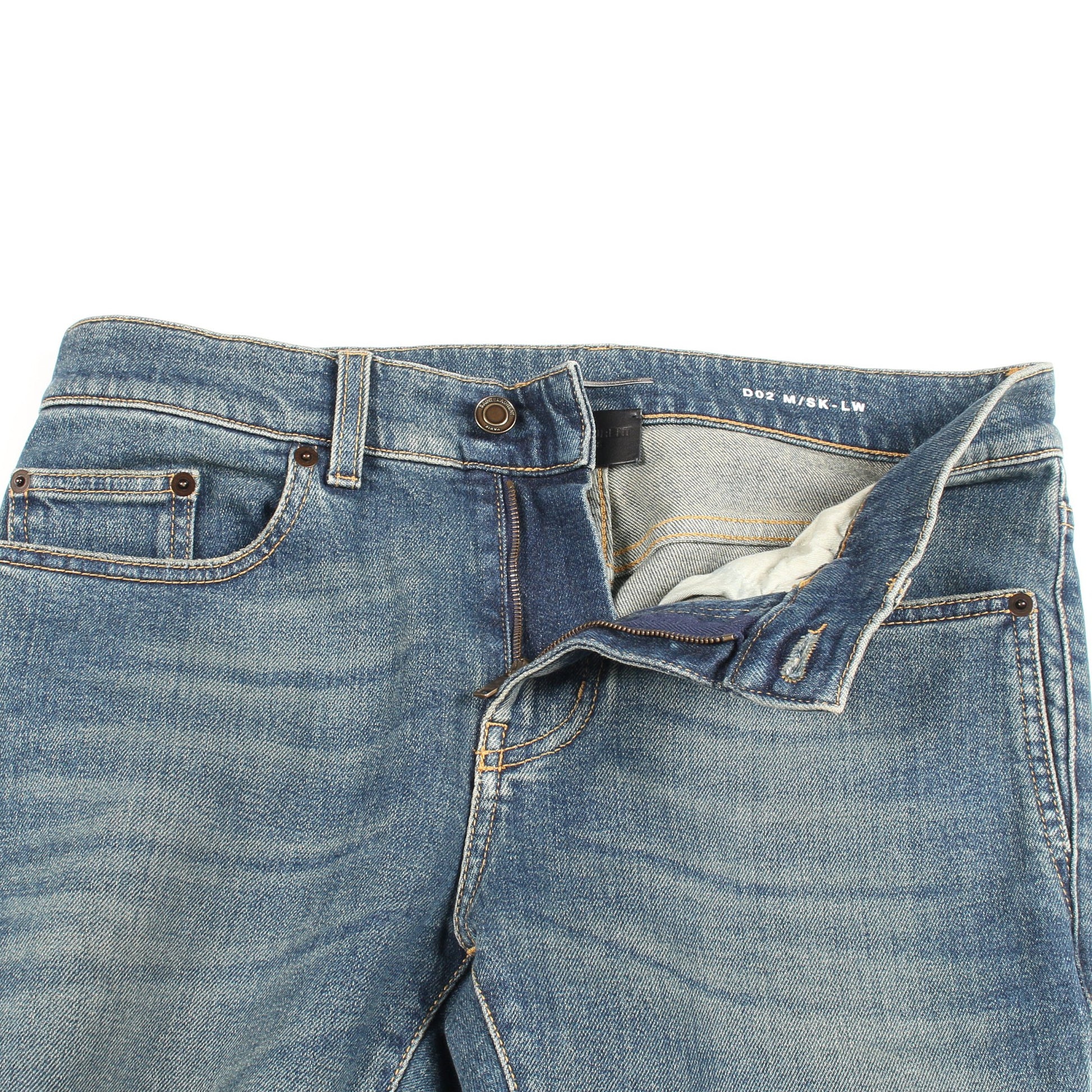 デニムパンツ コットン インディゴブルー ダメージ加工 サンローランパリ ボトムス SAINT LAURENT PARIS