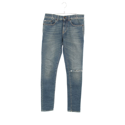デニムパンツ コットン インディゴブルー ダメージ加工 サンローランパリ ボトムス SAINT LAURENT PARIS