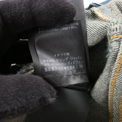 デニムパンツ コットン インディゴブルー ダメージ加工 サンローランパリ ボトムス SAINT LAURENT PARIS