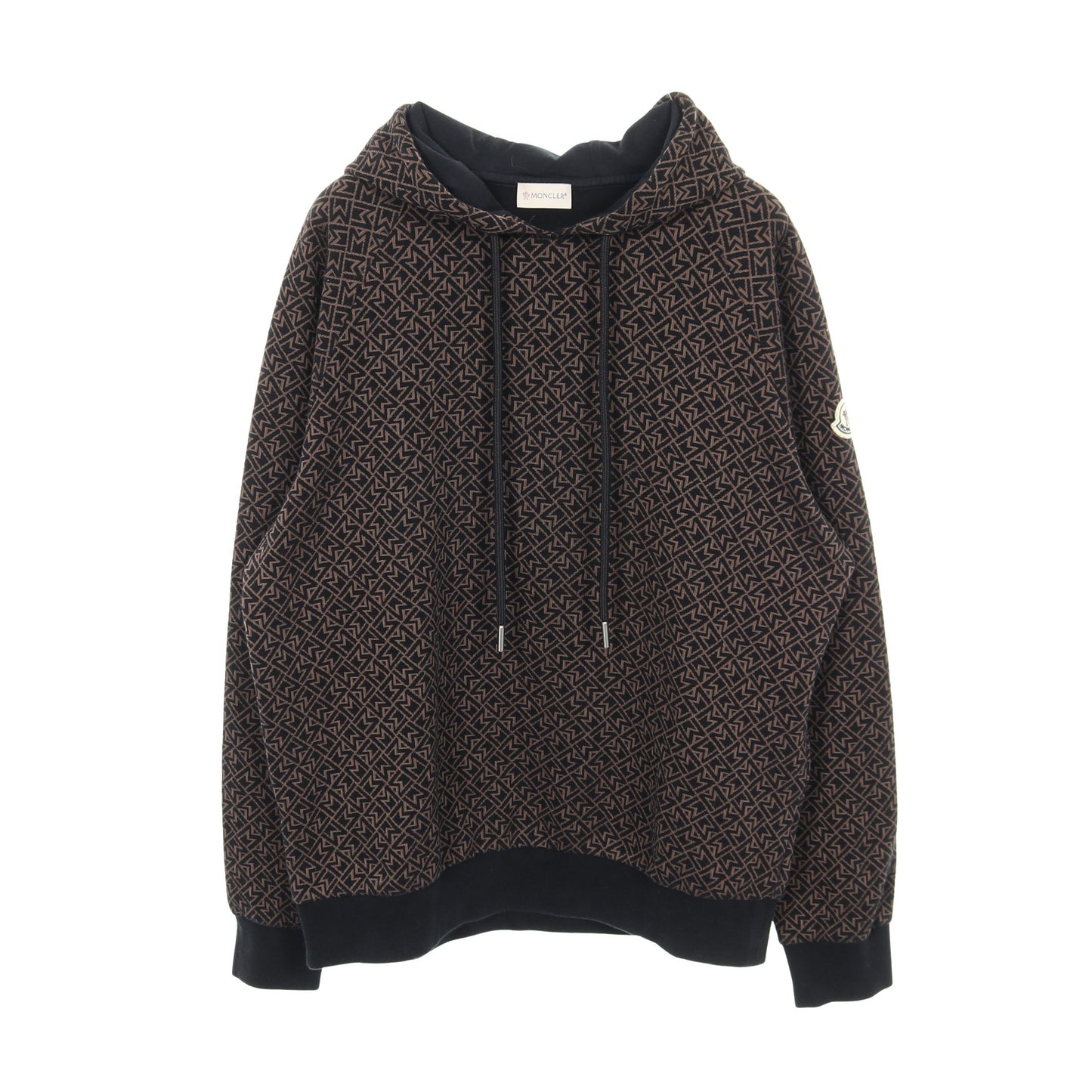 ロゴ総柄 プルオーバーパーカー コットン ブラック ブラウン モンクレール トップス MONCLER