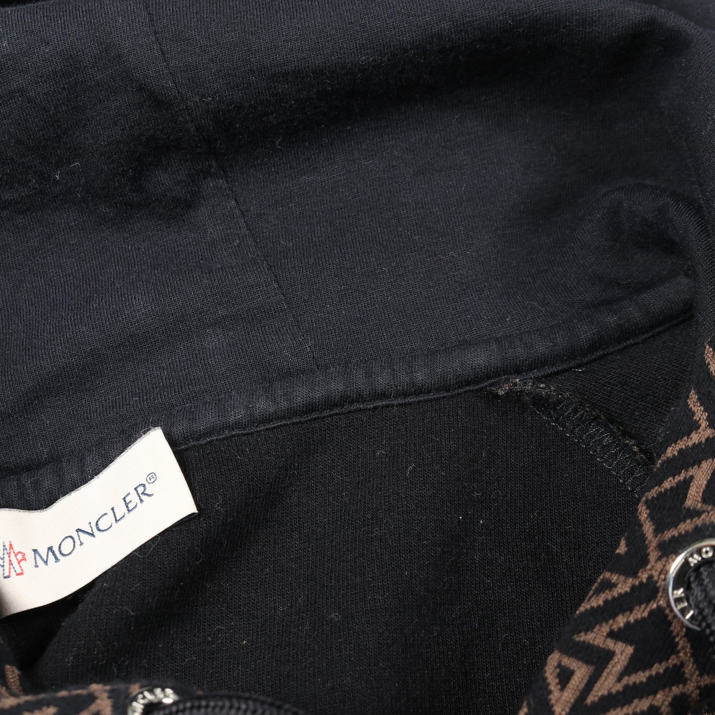 ロゴ総柄 プルオーバーパーカー コットン ブラック ブラウン モンクレール トップス MONCLER