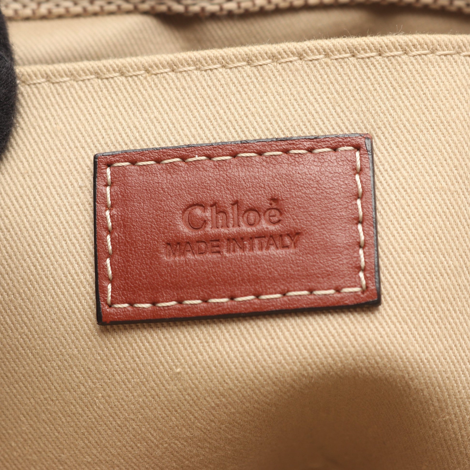 WOODY ウッディ スモール ハンドバッグ トートバッグ キャンバス レザー ベージュ ブラウン クロエ バッグ Chloe
