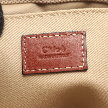 WOODY ウッディ スモール ハンドバッグ トートバッグ キャンバス レザー ベージュ ブラウン クロエ バッグ Chloe