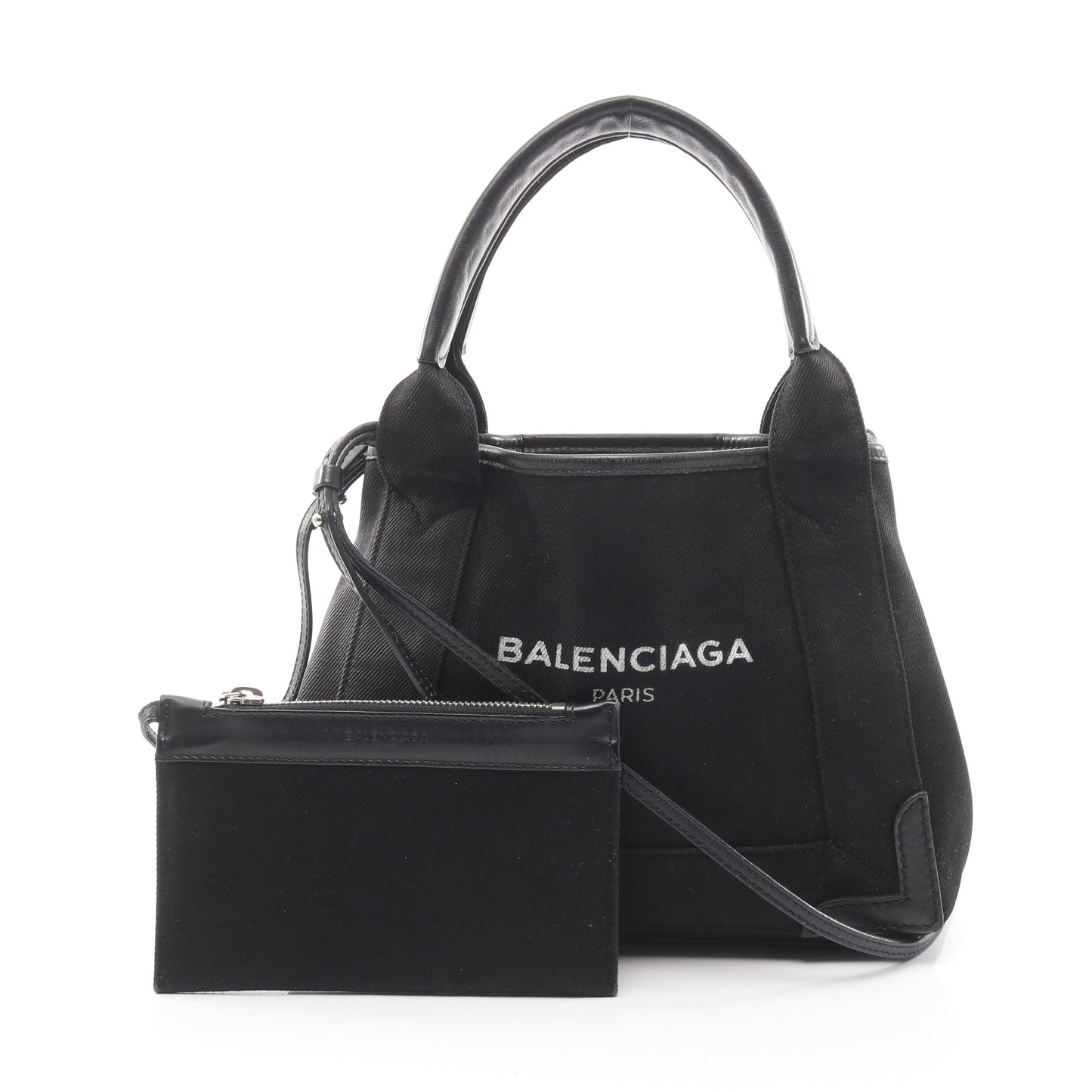 ネイビーカバ XS ハンドバッグ キャンバス レザー ブラック 2WAY バレンシアガ バッグ BALENCIAGA