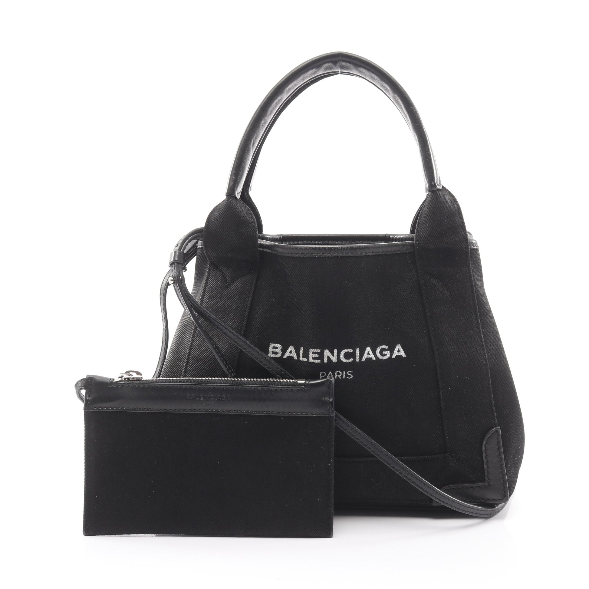 ネイビーカバ XS ハンドバッグ キャンバス レザー ブラック 2WAY バレンシアガ バッグ BALENCIAGA