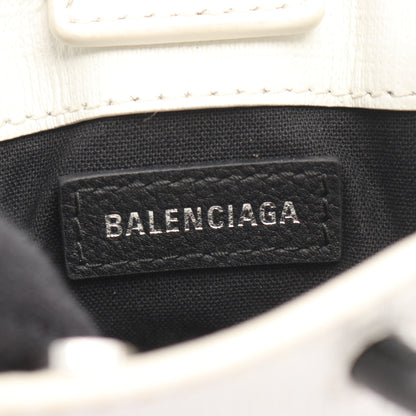 SHOPPING PHONE HOLDER ショッピング フォンフォルダー ショルダーバッグ レオパード レザー ホワイト ブラック 2WAY バレンシアガ バッグ BALENCIAGA