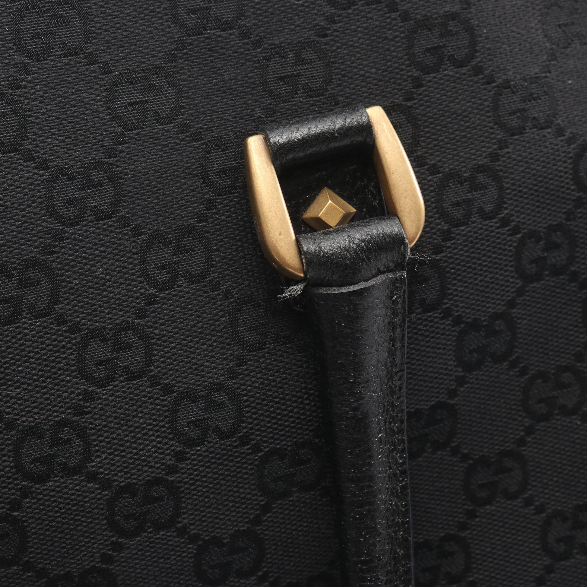 GGキャンバス ハンドバッグ キャンバス レザー ブラック グッチ バッグ GUCCI