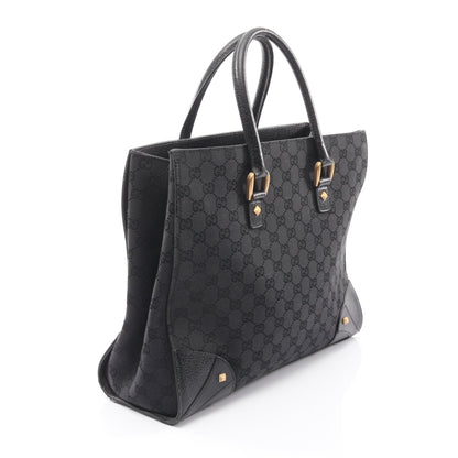 GGキャンバス ハンドバッグ キャンバス レザー ブラック グッチ バッグ GUCCI