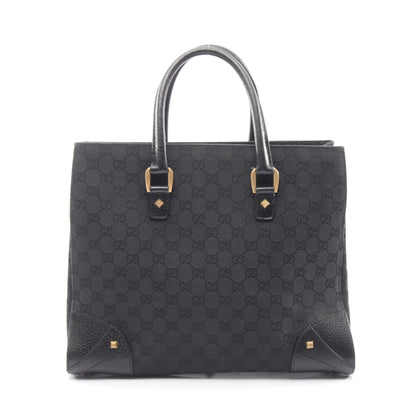 GGキャンバス ハンドバッグ キャンバス レザー ブラック グッチ バッグ GUCCI
