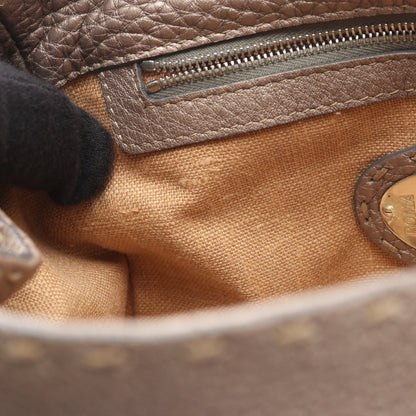 セレリア ミニリンダ ハンドバッグ レザー グレーベージュ メタリック フェンディ バッグ FENDI