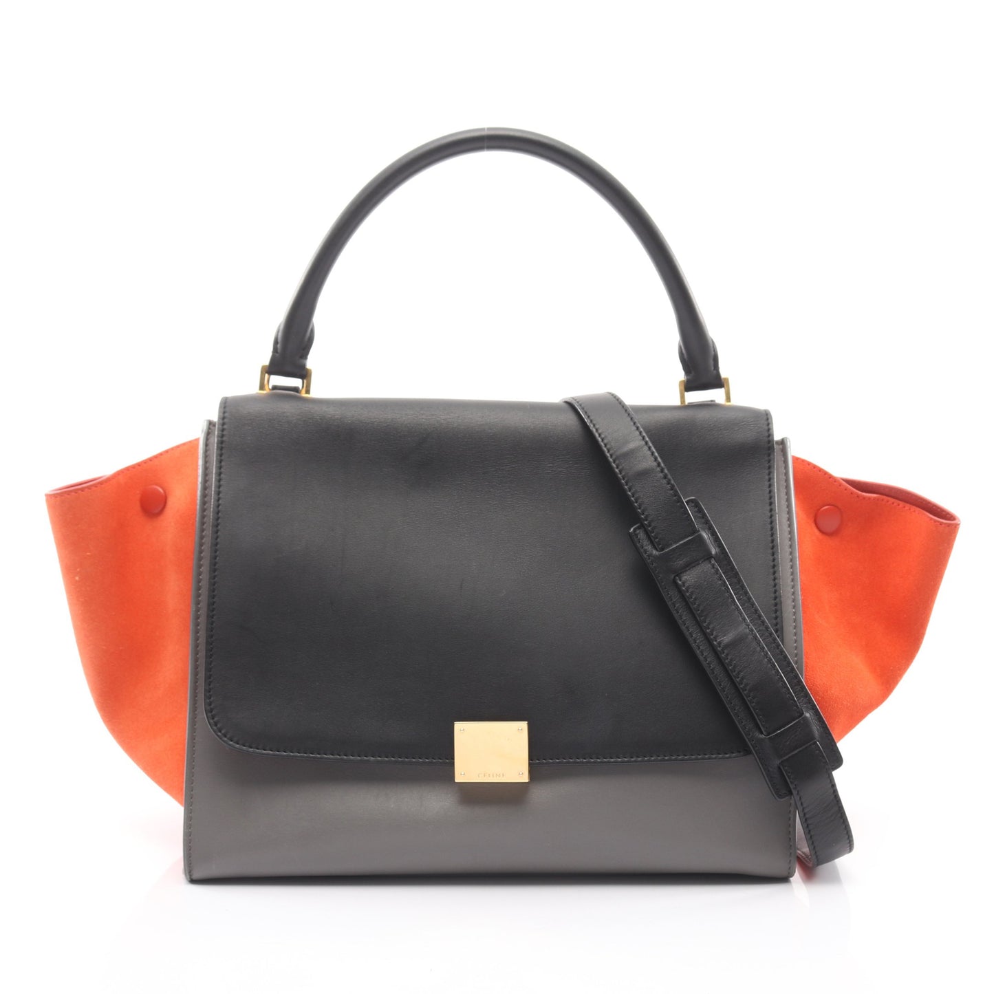 トラペーズ ミディアム ハンドバッグ レザー スエード ブラック オレンジブラウン グレー 2WAY セリーヌ バッグ CELINE