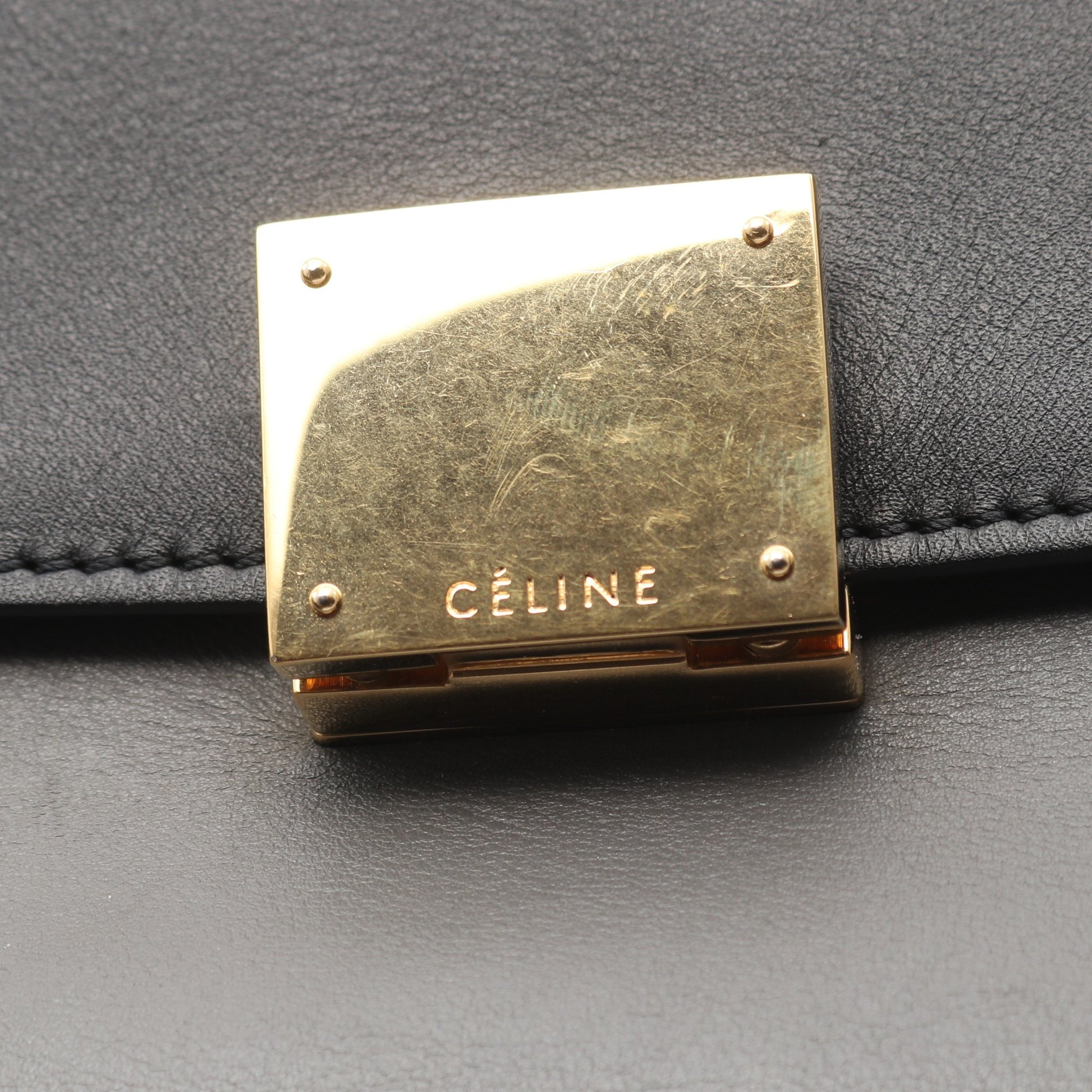 トラペーズ ミディアム ハンドバッグ レザー スエード ブラック オレンジブラウン グレー 2WAY セリーヌ バッグ CELINE