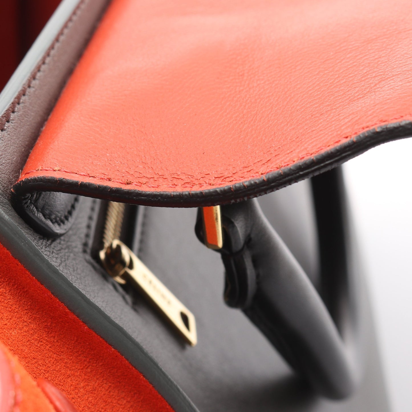 トラペーズ ミディアム ハンドバッグ レザー スエード ブラック オレンジブラウン グレー 2WAY セリーヌ バッグ CELINE