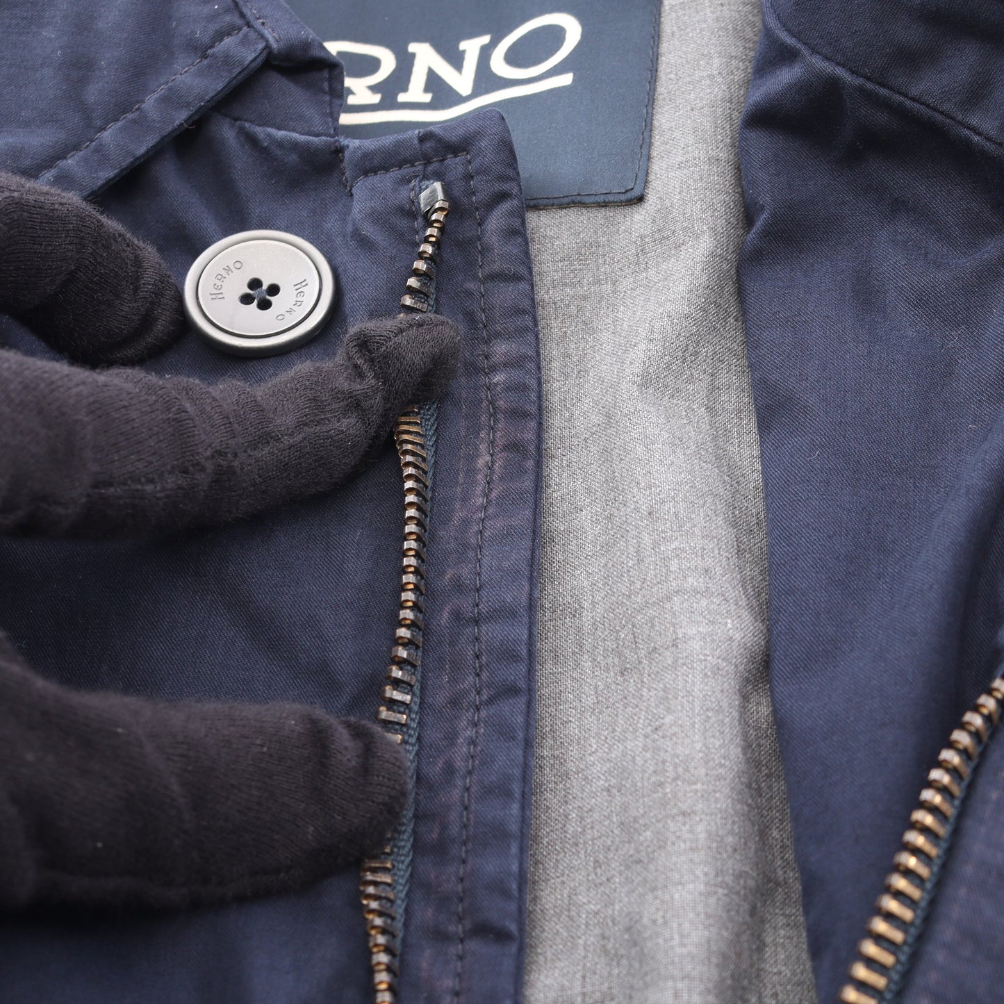 コート コットン ネイビー ヘルノ アウター HERNO
