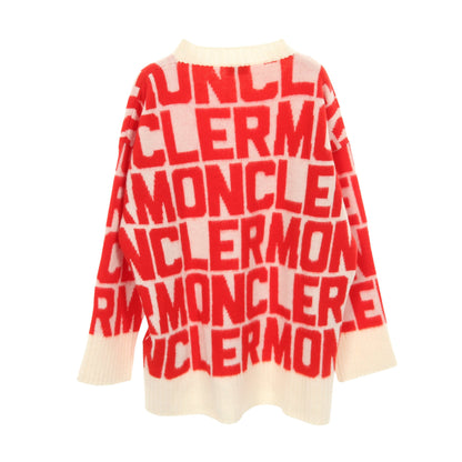 ロゴ柄 ニット ウール レッド アイボリー モンクレール トップス MONCLER