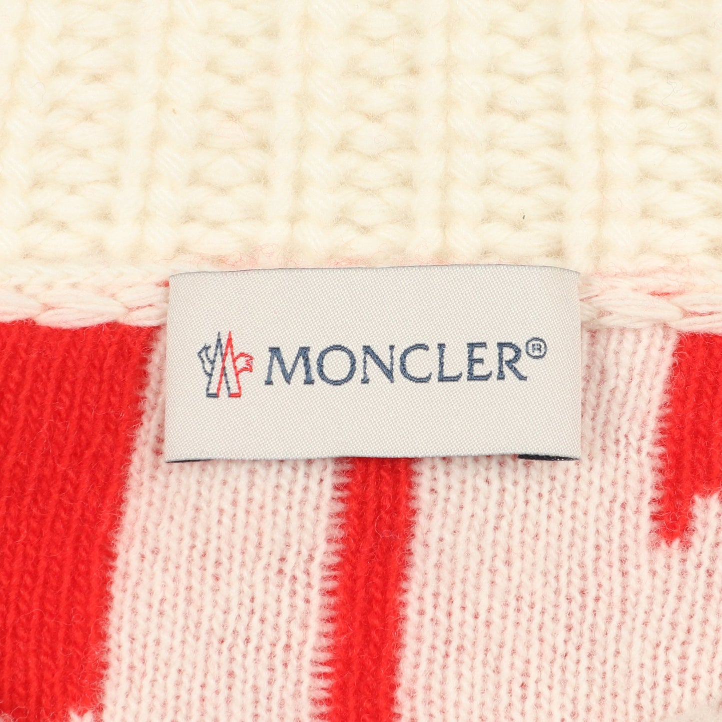 ロゴ柄 ニット ウール レッド アイボリー モンクレール トップス MONCLER