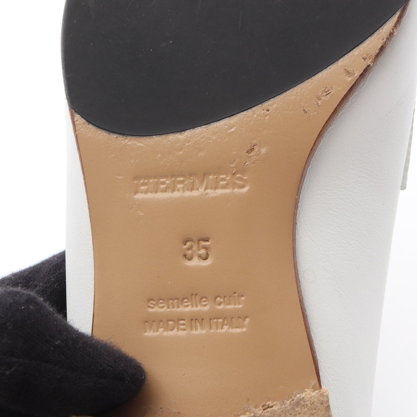 パリ ローファー レザー ホワイト エルメス シューズ HERMES