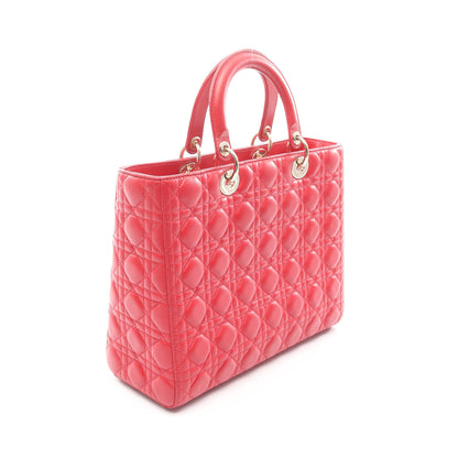 レディディオール ラージ カナージュ ハンドバッグ レザー レッド 2WAY クリスチャンディオール バッグ Christian Dior