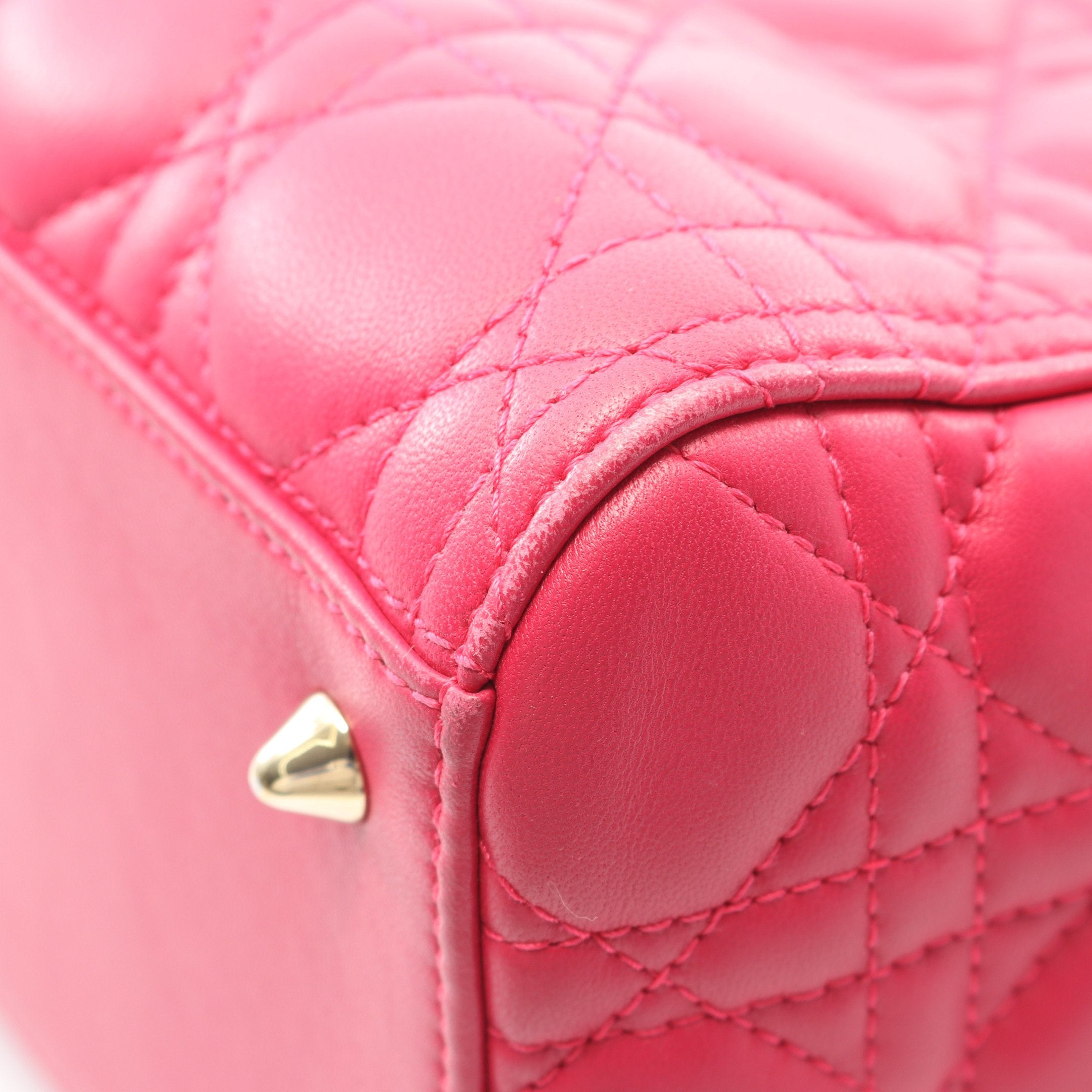 LADY DIOR レディディオール カナージュ ハンドバッグ レザー ピンク