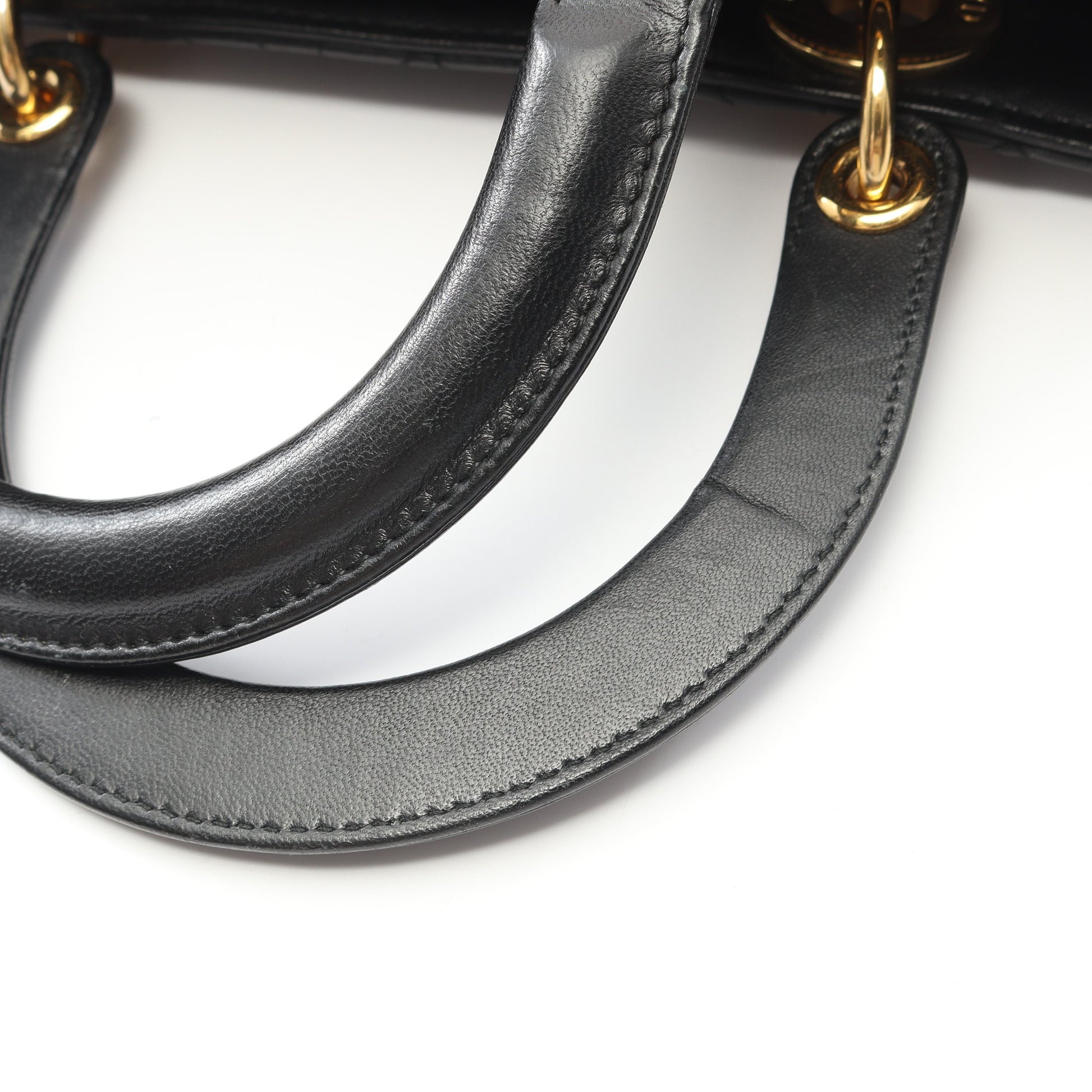 LADY DIOR レディディオール カナージュ ハンドバッグ レザー ブラック 2WAY クリスチャンディオール バッグ Christian Dior