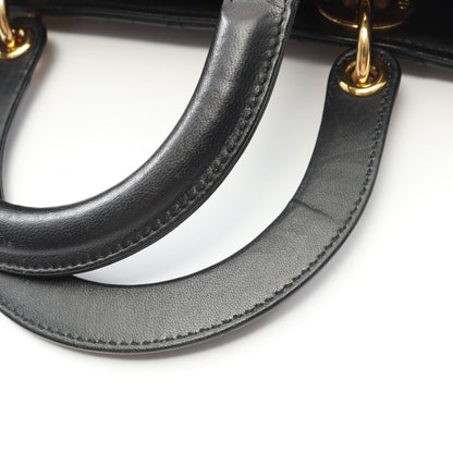 LADY DIOR レディディオール カナージュ ハンドバッグ レザー ブラック 2WAY クリスチャンディオール バッグ Christian Dior