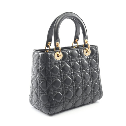 LADY DIOR レディディオール カナージュ ハンドバッグ レザー ブラック 2WAY クリスチャンディオール バッグ Christian Dior