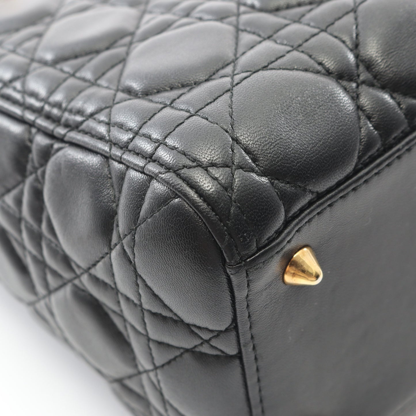 LADY DIOR レディディオール カナージュ ハンドバッグ レザー ブラック 2WAY クリスチャンディオール バッグ Christian Dior