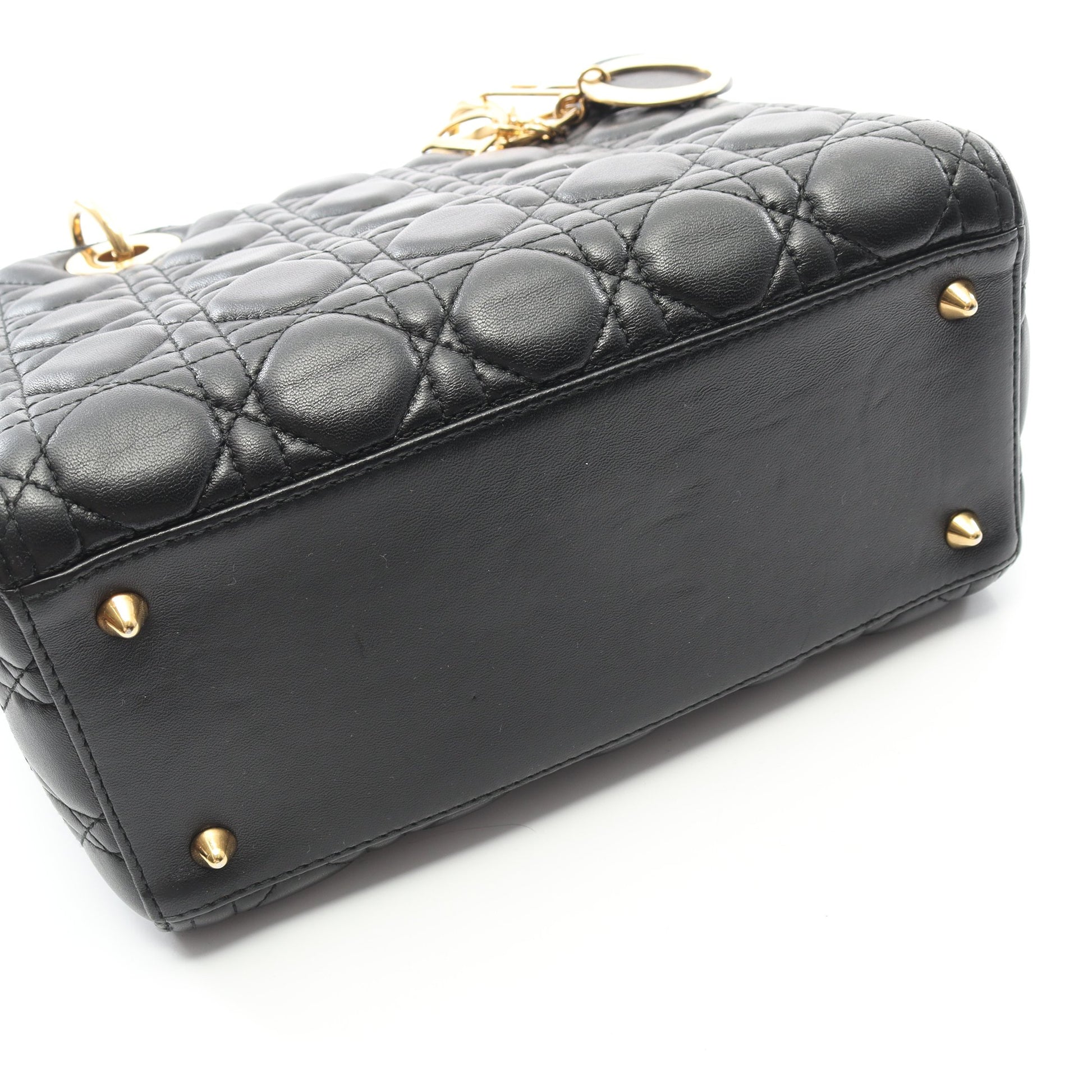 LADY DIOR レディディオール カナージュ ハンドバッグ レザー ブラック 2WAY クリスチャンディオール バッグ Christian Dior