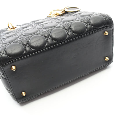 LADY DIOR レディディオール カナージュ ハンドバッグ レザー ブラック 2WAY クリスチャンディオール バッグ Christian Dior