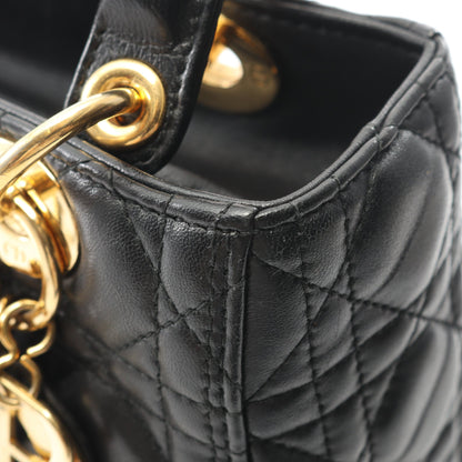 LADY DIOR レディディオール カナージュ ハンドバッグ レザー ブラック 2WAY クリスチャンディオール バッグ Christian Dior