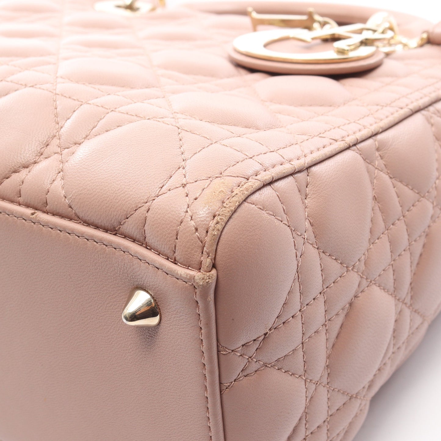 LADY DIOR レディディオール カナージュ ハンドバッグ レザー ピンクベージュ 2WAY クリスチャンディオール バッグ Christian Dior