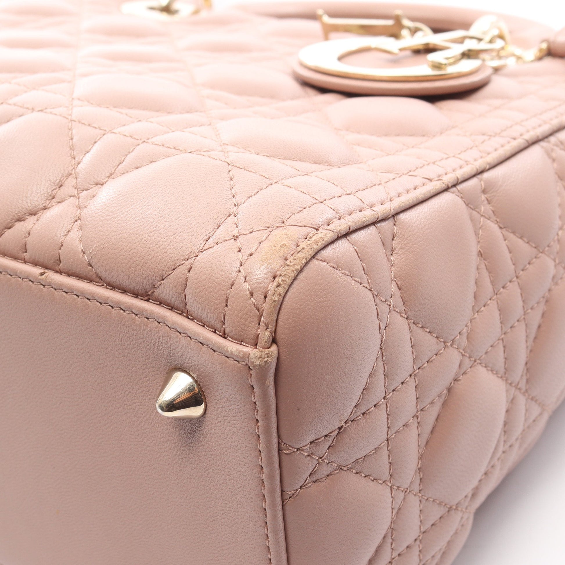 LADY DIOR レディディオール カナージュ ハンドバッグ レザー ピンクベージュ 2WAY クリスチャンディオール バッグ Christian Dior