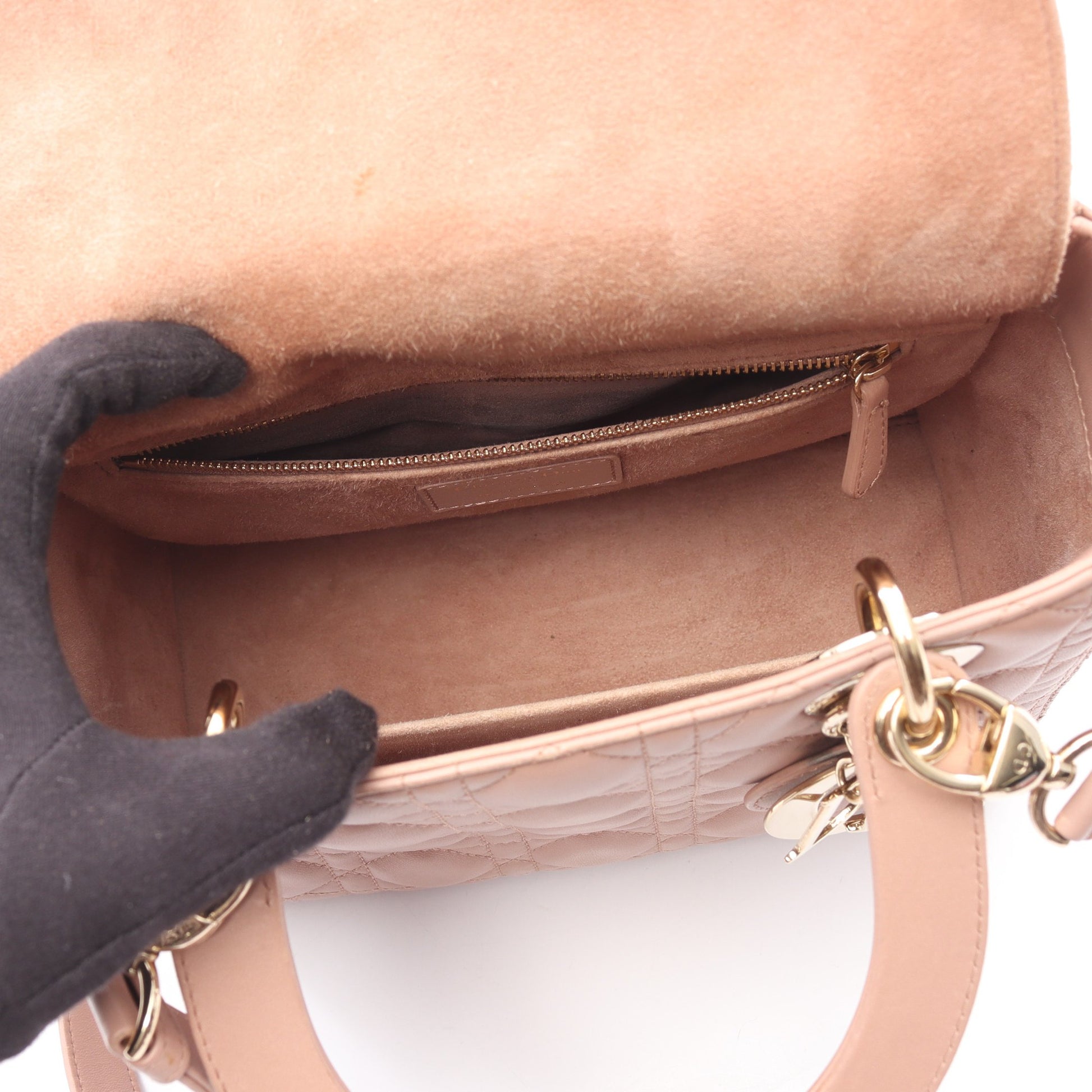 LADY DIOR レディディオール カナージュ ハンドバッグ レザー ピンクベージュ 2WAY クリスチャンディオール バッグ Christian Dior