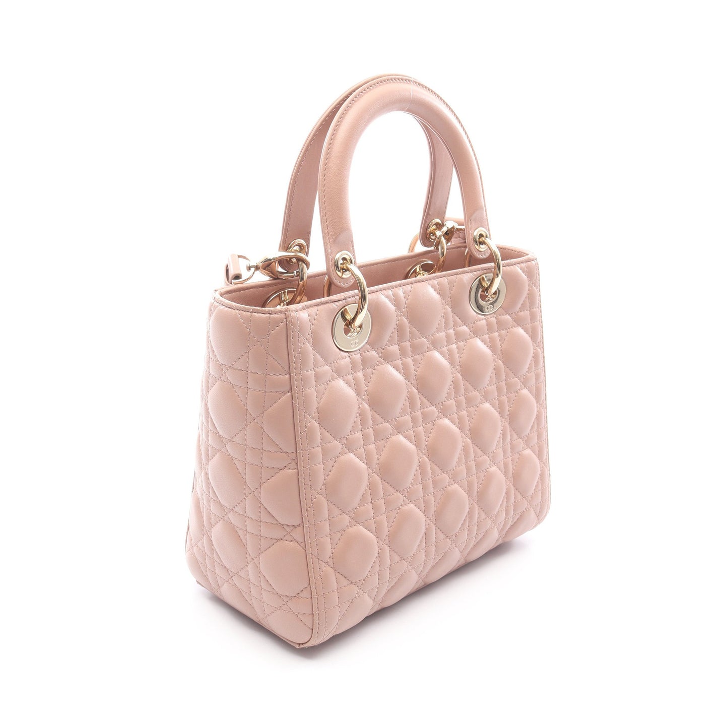 LADY DIOR レディディオール カナージュ ハンドバッグ レザー ピンクベージュ 2WAY クリスチャンディオール バッグ Christian Dior