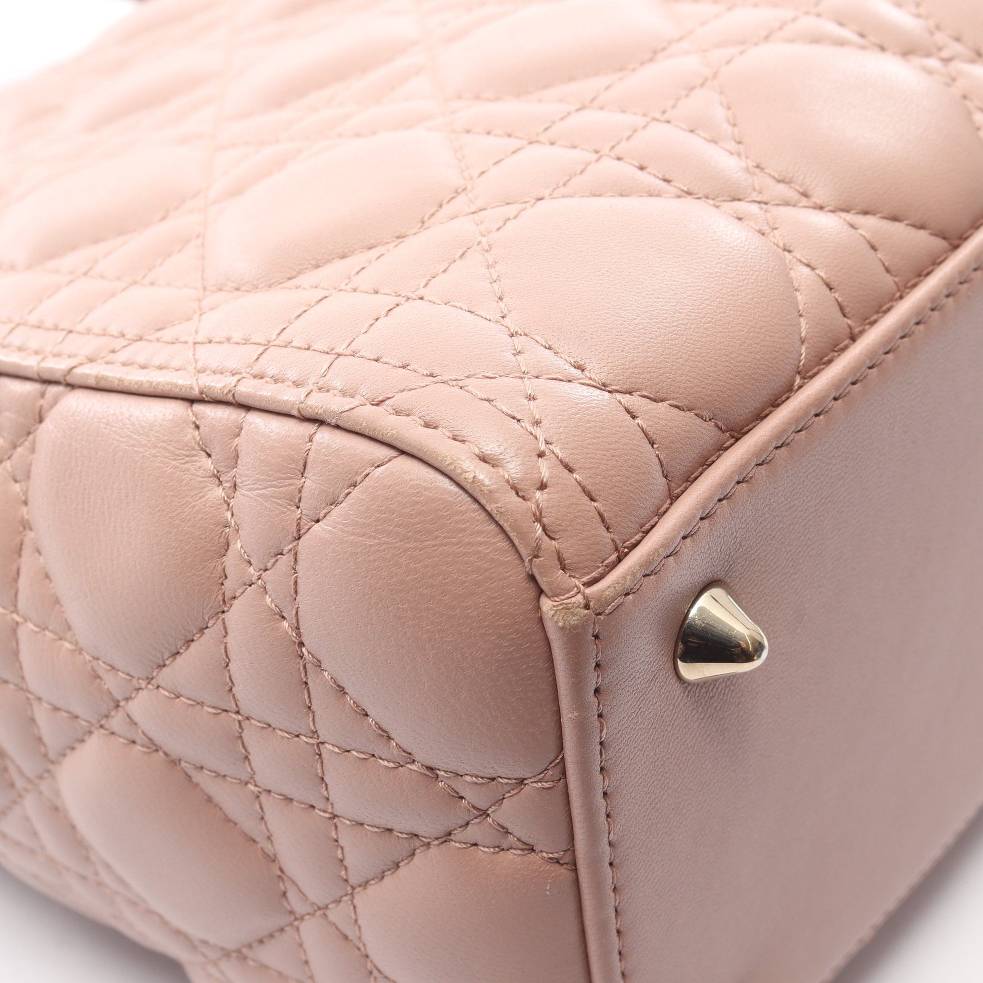 LADY DIOR レディディオール カナージュ ハンドバッグ レザー ピンクベージュ 2WAY クリスチャンディオール バッグ Christian Dior