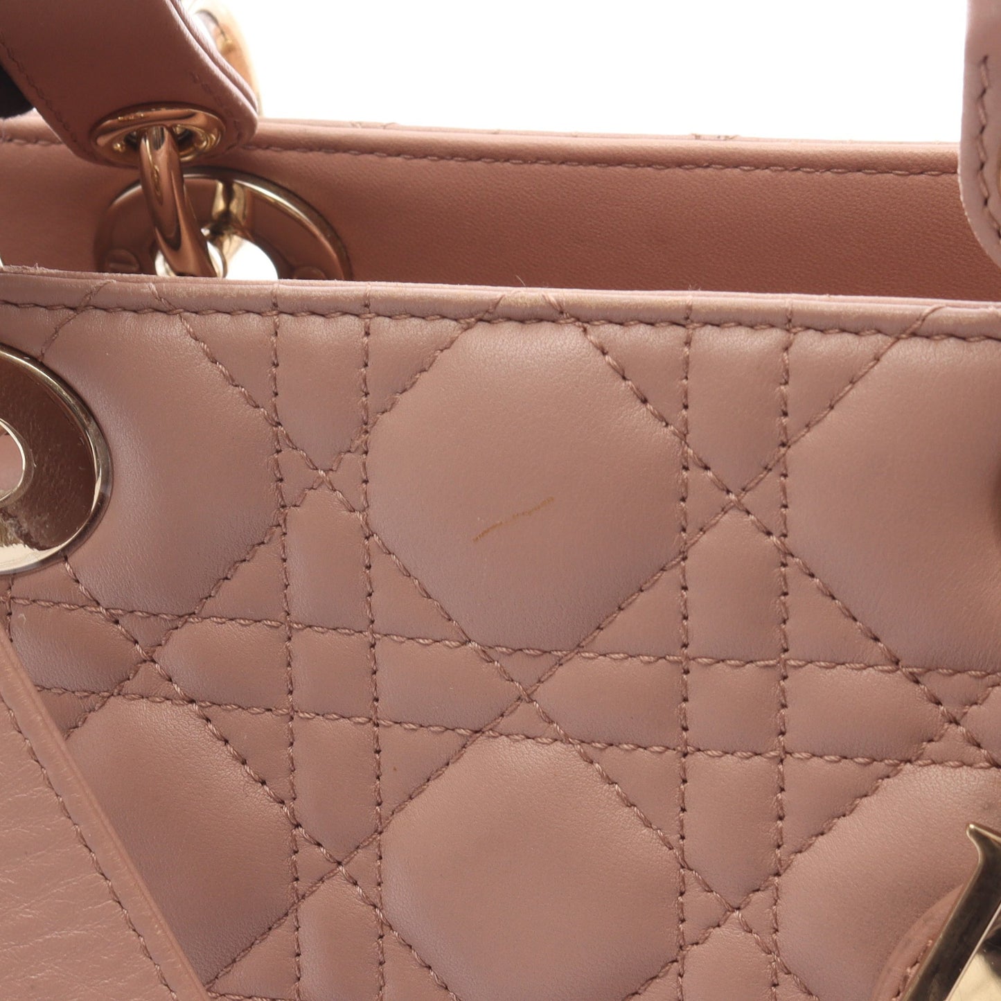 LADY DIOR レディディオール カナージュ ハンドバッグ レザー ピンクベージュ 2WAY クリスチャンディオール バッグ Christian Dior