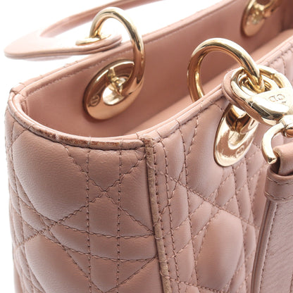 LADY DIOR レディディオール カナージュ ハンドバッグ レザー ピンクベージュ 2WAY クリスチャンディオール バッグ Christian Dior