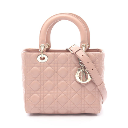 LADY DIOR レディディオール カナージュ ハンドバッグ レザー ピンクベージュ 2WAY クリスチャンディオール バッグ Christian Dior