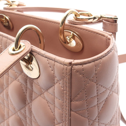 LADY DIOR レディディオール カナージュ ハンドバッグ レザー ピンクベージュ 2WAY クリスチャンディオール バッグ Christian Dior