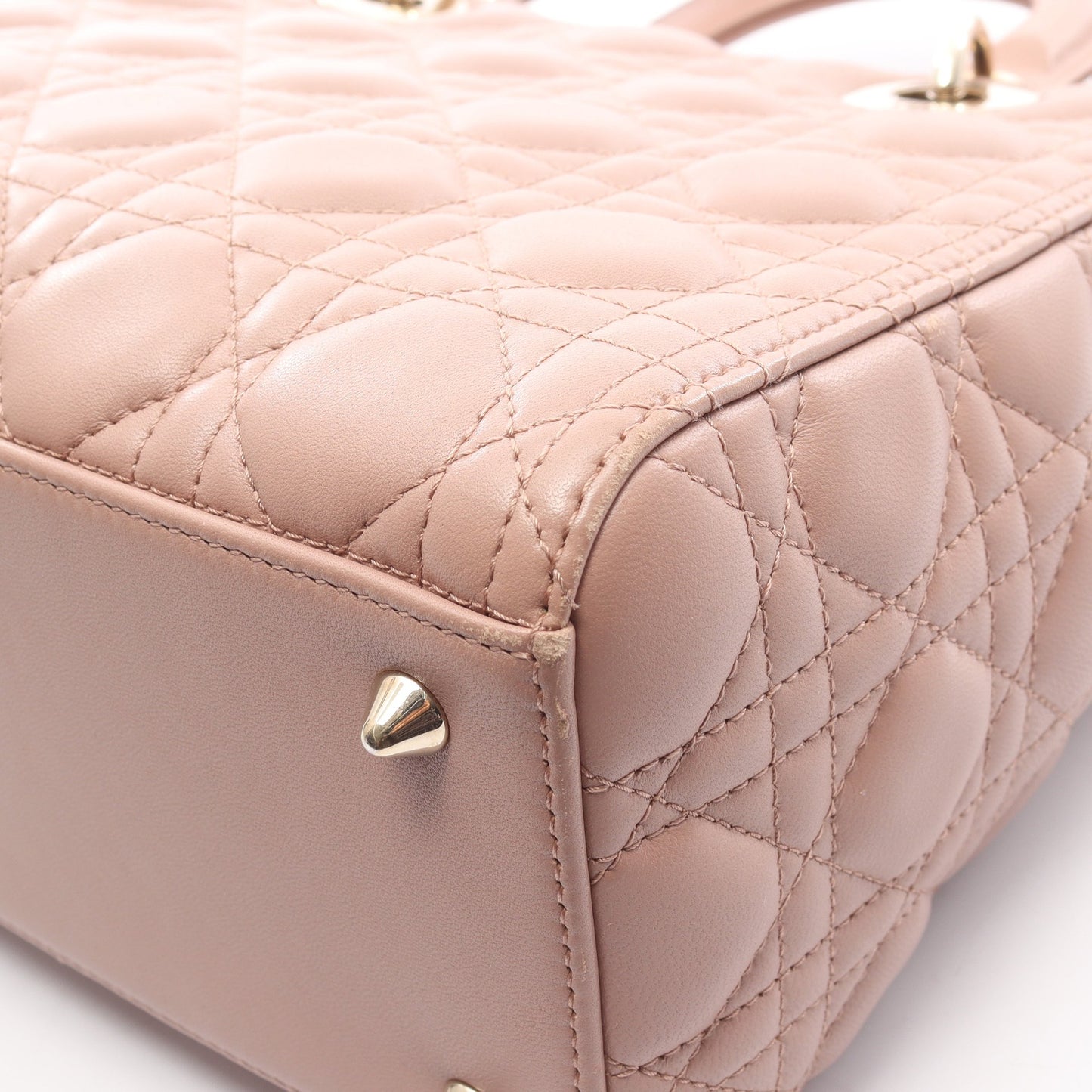 LADY DIOR レディディオール カナージュ ハンドバッグ レザー ピンクベージュ 2WAY クリスチャンディオール バッグ Christian Dior