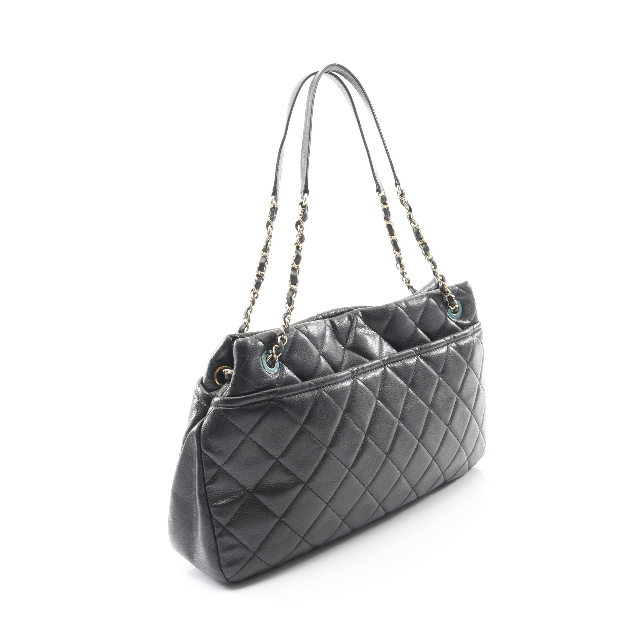 シャネル CHANEL マトラッセ　チェーントート  キャビアスキン　ゴールド CHANEL チェーントートバッグ 肩掛け ゴールド金具 キャビアスキン
