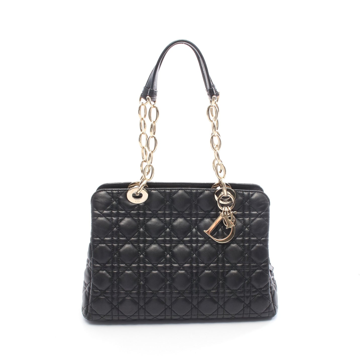 LADY DIOR レディディオール カナージュ チェーンショルダーバッグ チェーントートバッグ レザー ブラック クリスチャンディオール バッグ Christian Dior
