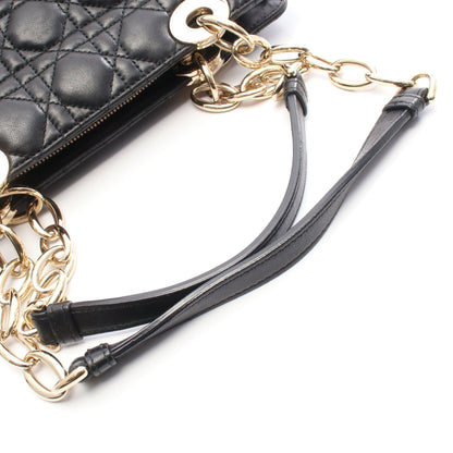LADY DIOR レディディオール カナージュ チェーンショルダーバッグ チェーントートバッグ レザー ブラック クリスチャンディオール バッグ Christian Dior