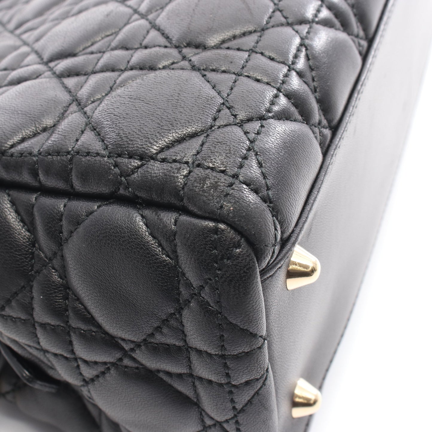 LADY DIOR レディディオール カナージュ チェーンショルダーバッグ チェーントートバッグ レザー ブラック クリスチャンディオール バッグ Christian Dior