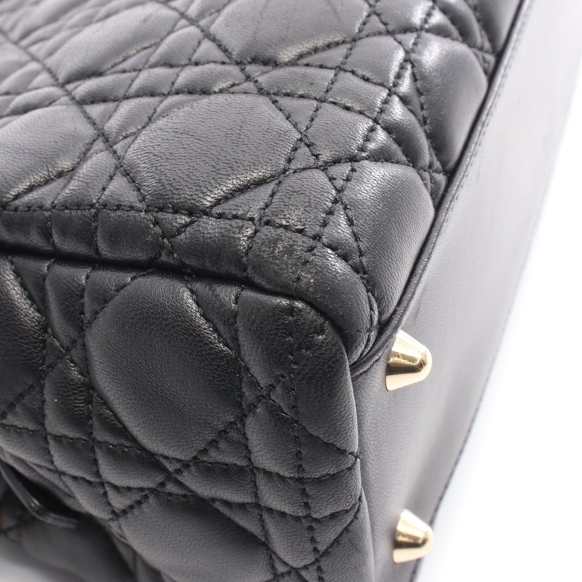 LADY DIOR レディディオール カナージュ チェーンショルダーバッグ チェーントートバッグ レザー ブラック クリスチャンディオール バッグ Christian Dior