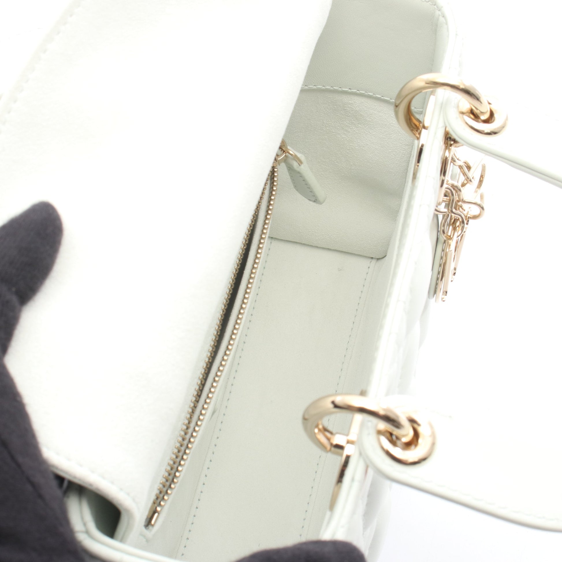 LADY DIOR MY ABCDIOR レディディオール スモール カナージュ ハンドバッグ レザー ライトグリーン 2WAY クリスチャンディオール バッグ Christian Dior