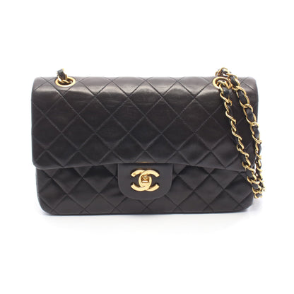 マトラッセ Wフラップ Wチェーンショルダーバッグ ラムスキン ブラック ゴールド金具 シャネル バッグ CHANEL