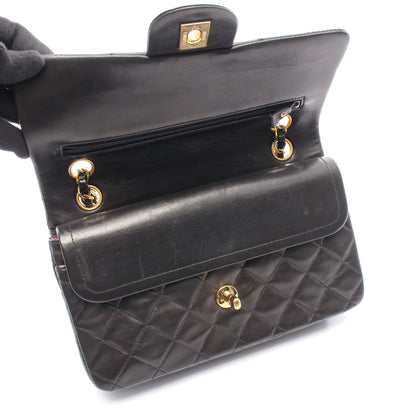 マトラッセ Wフラップ Wチェーンショルダーバッグ ラムスキン ブラック ゴールド金具 シャネル バッグ CHANEL